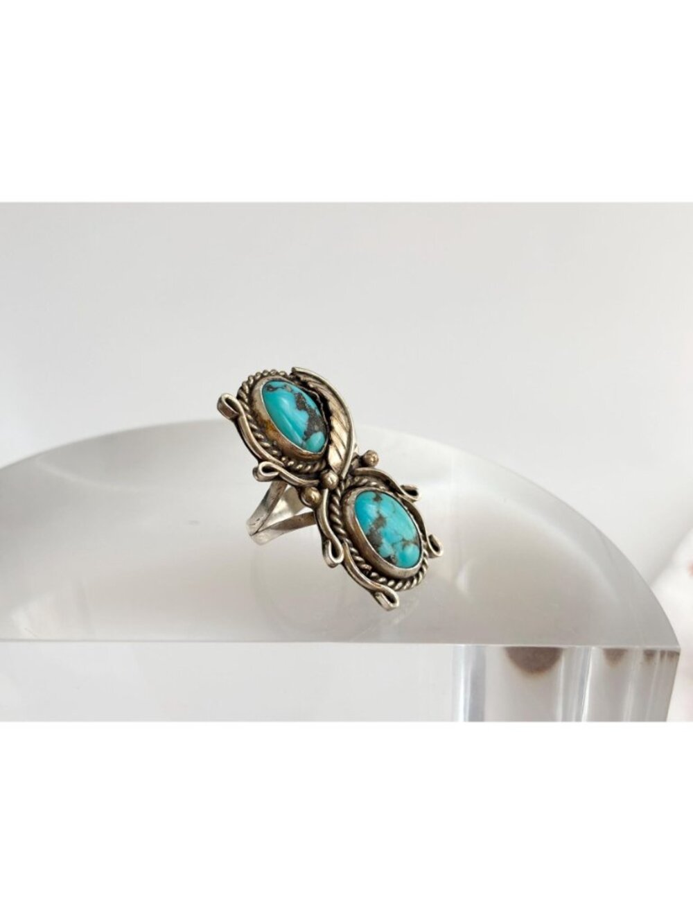 Southwest American Navajo Turquoise Sterling Silver 925 Vintage Ring - sz 7.5 - Picture 9 of 13